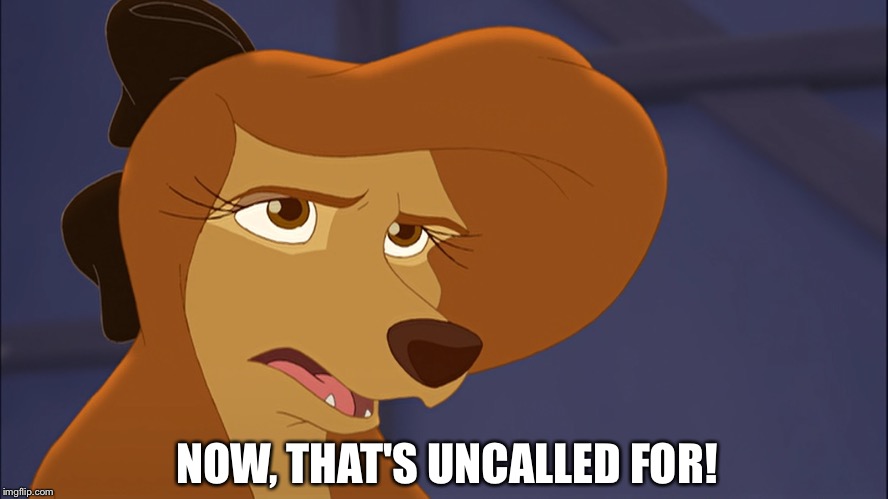 Now, That's Uncalled For! | NOW, THAT'S UNCALLED FOR! | image tagged in dixie bored,memes,disney,the fox and the hound 2,reba mcentire,dog | made w/ Imgflip meme maker
