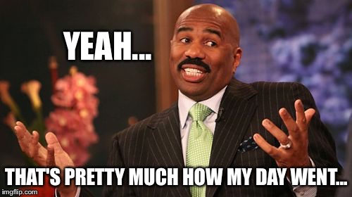 Steve Harvey Meme | YEAH... THAT'S PRETTY MUCH HOW MY DAY WENT... | image tagged in memes,steve harvey | made w/ Imgflip meme maker