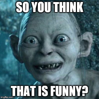Gollum | SO YOU THINK; THAT IS FUNNY? | image tagged in memes,gollum | made w/ Imgflip meme maker