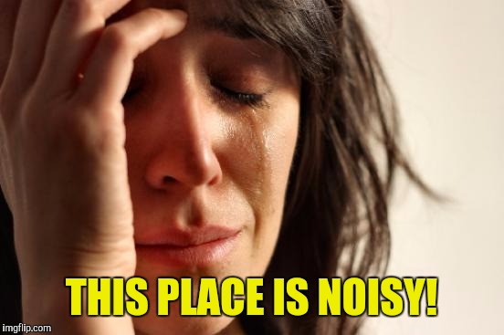 First World Problems Meme | THIS PLACE IS NOISY! | image tagged in memes,first world problems | made w/ Imgflip meme maker