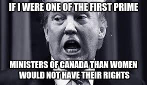 IF I WERE ONE OF THE FIRST PRIME; MINISTERS OF CANADA THAN WOMEN WOULD NOT HAVE THEIR RIGHTS | image tagged in memes,donald trump,donald trump memes | made w/ Imgflip meme maker