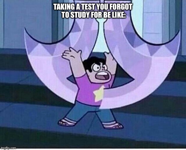 Forgetting to study | TAKING A TEST YOU FORGOT TO STUDY FOR BE LIKE: | image tagged in studying,memes,steven universe,lol | made w/ Imgflip meme maker