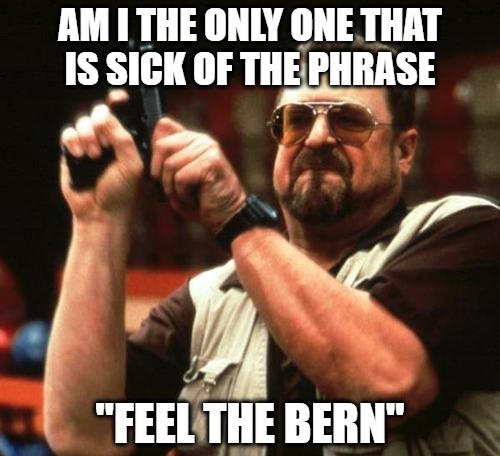 john goodman | AM I THE ONLY ONE THAT IS SICK OF THE PHRASE; "FEEL THE BERN" | image tagged in john goodman | made w/ Imgflip meme maker