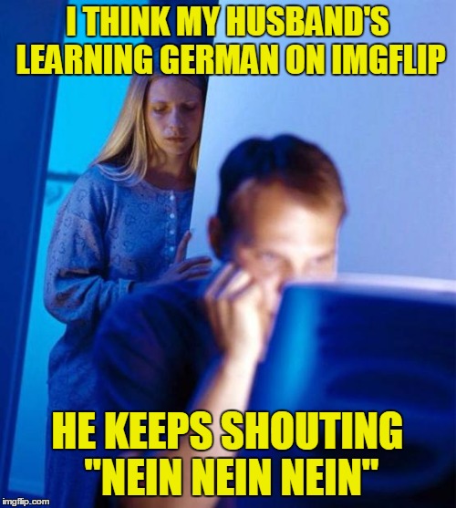 I THINK MY HUSBAND'S LEARNING GERMAN ON IMGFLIP HE KEEPS SHOUTING "NEIN NEIN NEIN" | made w/ Imgflip meme maker