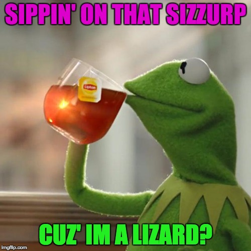 Kermit the Syrup Sipper | SIPPIN' ON THAT SIZZURP; CUZ' IM A LIZARD? | image tagged in memes,but thats none of my business,kermit the frog,drinking,funny meme | made w/ Imgflip meme maker