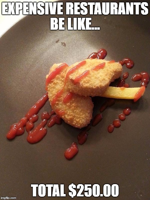 $$$$ | EXPENSIVE RESTAURANTS BE LIKE... TOTAL $250.00 | image tagged in funny food | made w/ Imgflip meme maker