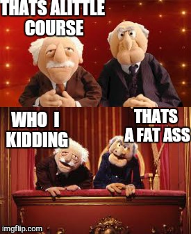 THATS ALITTLE COURSE WHO  I KIDDING THATS A FAT ASS | made w/ Imgflip meme maker