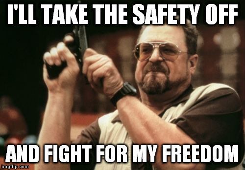 Am I The Only One Around Here Meme | I'LL TAKE THE SAFETY OFF AND FIGHT FOR MY FREEDOM | image tagged in memes,am i the only one around here | made w/ Imgflip meme maker