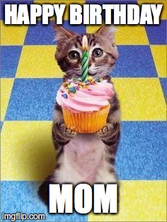 Happy Birthday Cat | HAPPY BIRTHDAY; MOM | image tagged in happy birthday cat | made w/ Imgflip meme maker