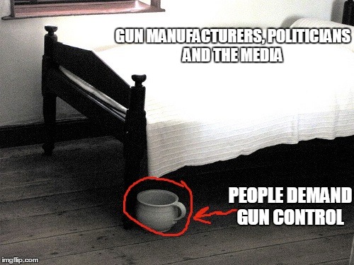 who's on top and who's on the bottom | GUN MANUFACTURERS, POLITICIANS AND THE MEDIA; PEOPLE DEMAND GUN CONTROL | image tagged in sad but true | made w/ Imgflip meme maker
