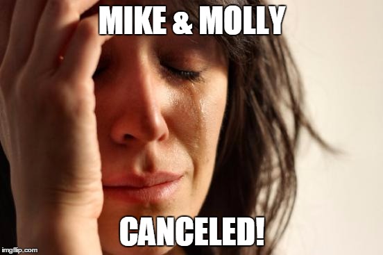 Oh, the horror! | MIKE & MOLLY; CANCELED! | image tagged in memes,first world problems | made w/ Imgflip meme maker