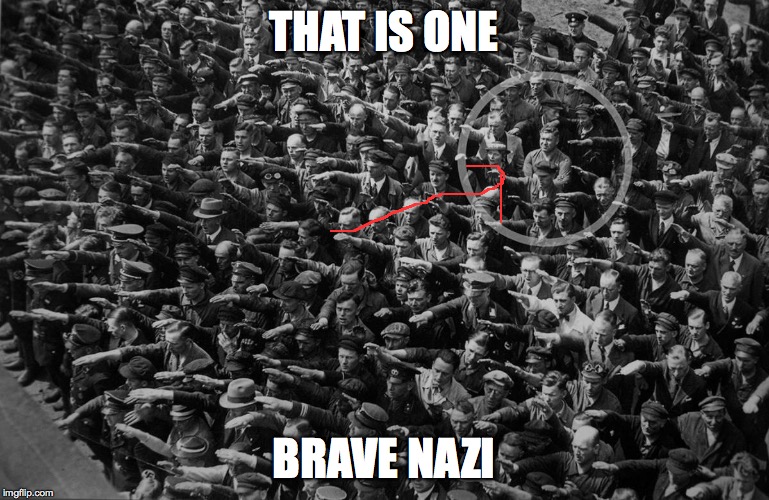 Brave as hell | THAT IS ONE; BRAVE NAZI | image tagged in brave nazi,nazi,brave | made w/ Imgflip meme maker