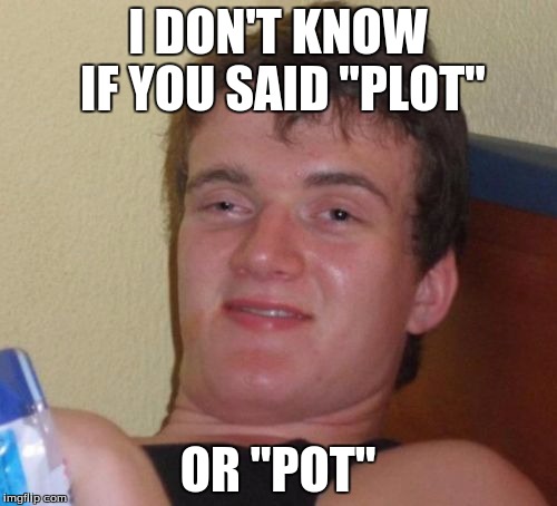 10 Guy Meme | I DON'T KNOW IF YOU SAID "PLOT" OR "POT" | image tagged in memes,10 guy | made w/ Imgflip meme maker