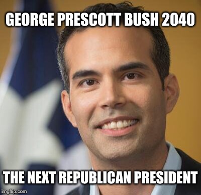 I'm tired of political memes for 2016 | GEORGE PRESCOTT BUSH 2040; THE NEXT REPUBLICAN PRESIDENT | image tagged in george bush | made w/ Imgflip meme maker