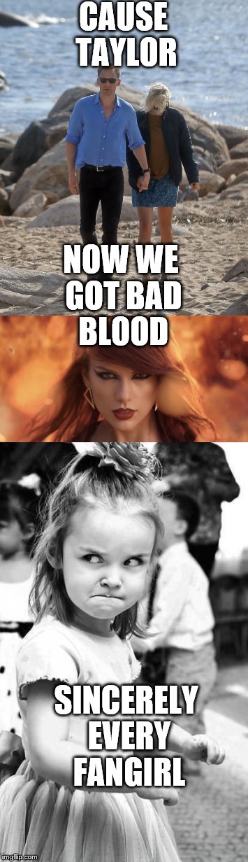 CAUSE TAYLOR; NOW WE GOT BAD BLOOD; SINCERELY EVERY FANGIRL | image tagged in taylor swift | made w/ Imgflip meme maker