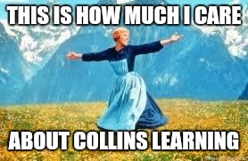 Look At All These | THIS IS HOW MUCH I CARE; ABOUT COLLINS LEARNING | image tagged in memes,look at all these | made w/ Imgflip meme maker