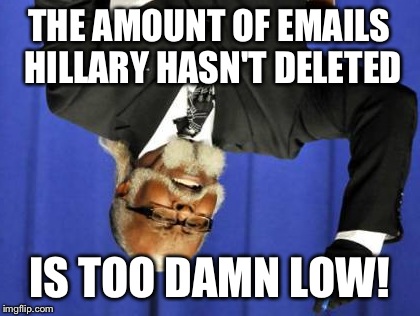 Too Damn High Meme | THE AMOUNT OF EMAILS HILLARY HASN'T DELETED IS TOO DAMN LOW! | image tagged in memes,too damn high | made w/ Imgflip meme maker