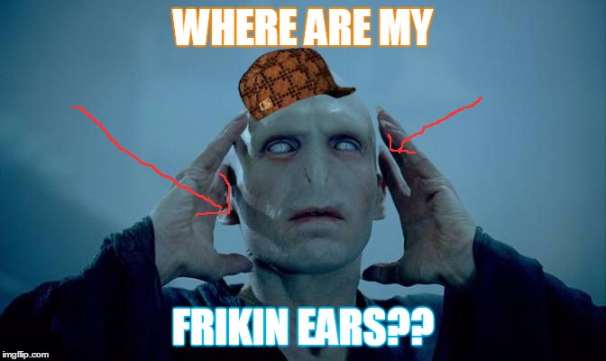 Voldemort Mind Blown | WHERE ARE MY; FRIKIN EARS?? | image tagged in voldemort mind blown,scumbag | made w/ Imgflip meme maker