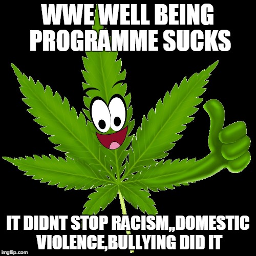 cannabis cancro | WWE WELL BEING PROGRAMME SUCKS; IT DIDNT STOP RACISM,,DOMESTIC VIOLENCE,BULLYING DID IT | image tagged in cannabis cancro | made w/ Imgflip meme maker