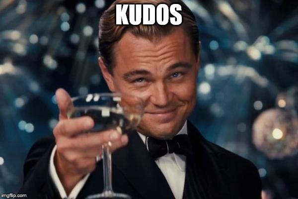 Leonardo Dicaprio Cheers Meme | KUDOS | image tagged in memes,leonardo dicaprio cheers | made w/ Imgflip meme maker