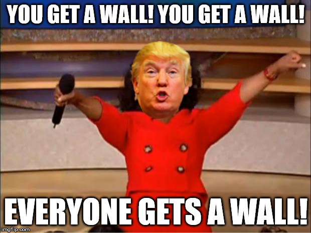 Oprah You Get A Meme | YOU GET A WALL! YOU GET A WALL! EVERYONE GETS A WALL! | image tagged in memes,oprah you get a | made w/ Imgflip meme maker