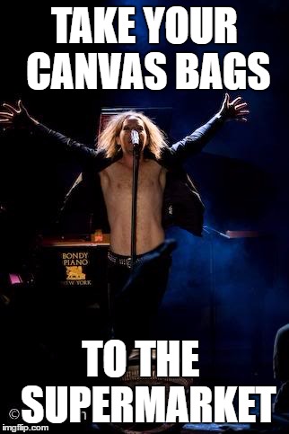 Tim Minchin | TAKE YOUR CANVAS BAGS; TO THE  SUPERMARKET | image tagged in tim minchin | made w/ Imgflip meme maker