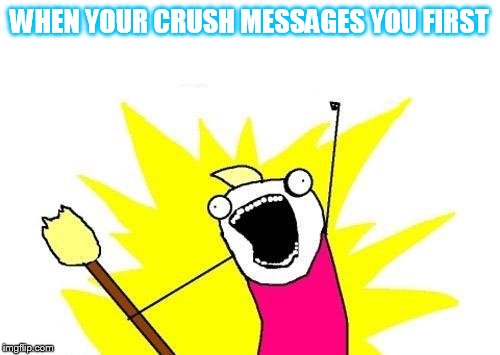 X All The Y Meme | WHEN YOUR CRUSH MESSAGES YOU FIRST | image tagged in memes,x all the y | made w/ Imgflip meme maker