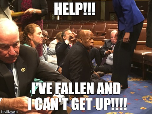 Congressional Sit In | HELP!!! I'VE FALLEN AND I CAN'T GET UP!!!! | image tagged in democrats,congress | made w/ Imgflip meme maker