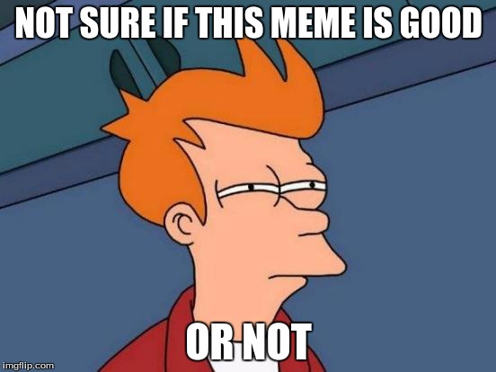 Futurama Fry | NOT SURE IF THIS MEME IS GOOD; OR NOT | image tagged in memes,futurama fry | made w/ Imgflip meme maker