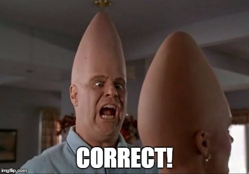 Conehead Mep | CORRECT! | image tagged in conehead mep | made w/ Imgflip meme maker