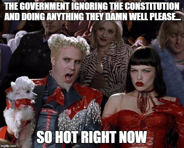 Mugatu So Hot Right Now | THE GOVERNMENT IGNORING THE CONSTITUTION AND DOING ANYTHING THEY DAMN WELL PLEASE... SO HOT RIGHT NOW | image tagged in memes,mugatu so hot right now | made w/ Imgflip meme maker