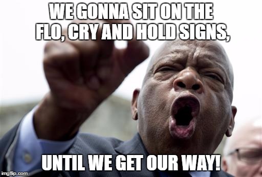 Democrat sit in. | WE GONNA SIT ON THE FLO, CRY AND HOLD SIGNS, UNTIL WE GET OUR WAY! | image tagged in funny memes | made w/ Imgflip meme maker