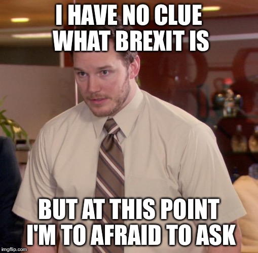 Afraid To Ask Andy | I HAVE NO CLUE WHAT BREXIT IS; BUT AT THIS POINT I'M TO AFRAID TO ASK | image tagged in memes,afraid to ask andy | made w/ Imgflip meme maker