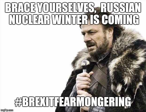 Brace Yourselves X is Coming | BRACE YOURSELVES,  RUSSIAN NUCLEAR WINTER IS COMING; #BREXITFEARMONGERING | image tagged in memes,brace yourselves x is coming | made w/ Imgflip meme maker
