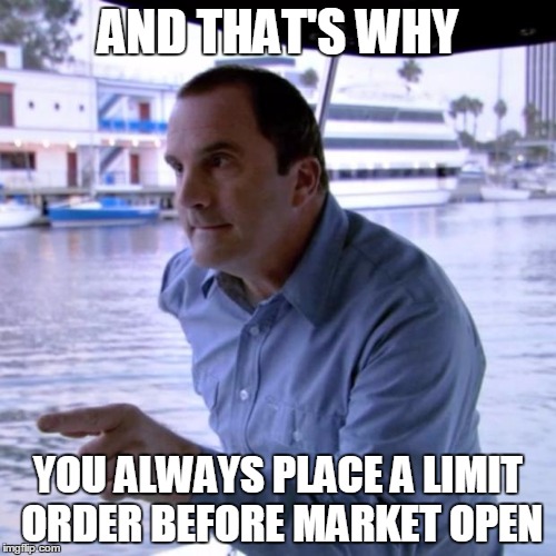 And That's Why | AND THAT'S WHY; YOU ALWAYS PLACE A LIMIT ORDER BEFORE MARKET OPEN | image tagged in and that's why | made w/ Imgflip meme maker