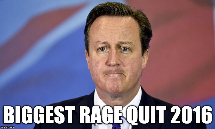Current British Events | BIGGEST RAGE QUIT 2016 | image tagged in david cameron,euref | made w/ Imgflip meme maker
