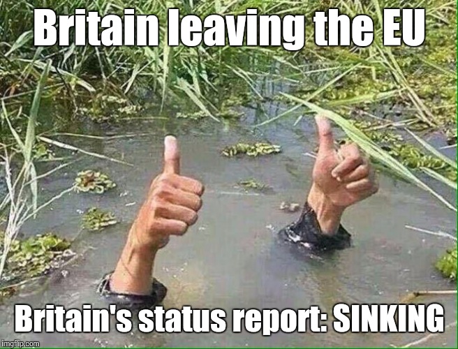 Leaving the EU is a big mistake... | Britain leaving the EU; Britain's status report: SINKING | image tagged in referendum,eu,european union,memes,britain,thatbritishviolaguy | made w/ Imgflip meme maker