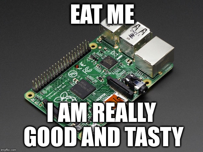 Raspberry Pi | EAT ME I AM REALLY GOOD AND TASTY | image tagged in memes,raspberry pi,funny | made w/ Imgflip meme maker