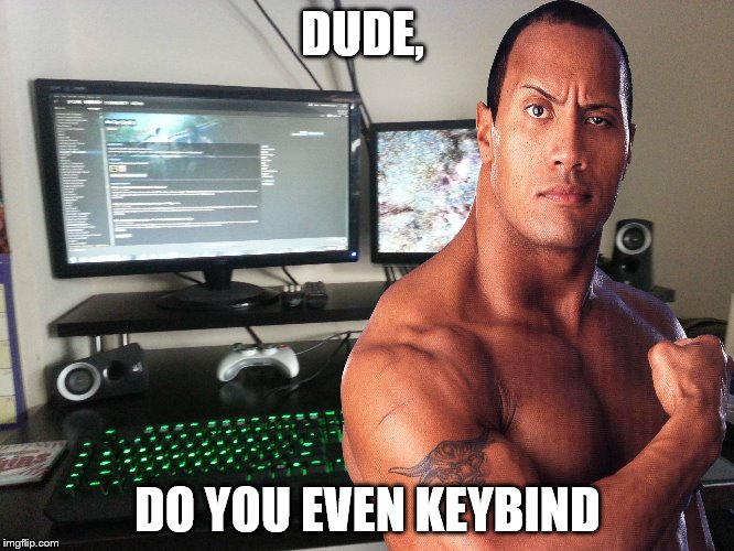 For the non pc gamer, keybinding is assigning a game function to keys on your keyboard :) | DUDE, DO YOU EVEN KEYBIND | image tagged in memes,funny,the rock,what a noob | made w/ Imgflip meme maker