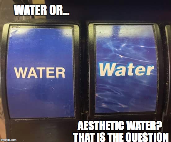 The question of life | WATER OR... AESTHETIC WATER? THAT IS THE QUESTION | image tagged in memes,cool,water,vapor,wave,first world problems | made w/ Imgflip meme maker