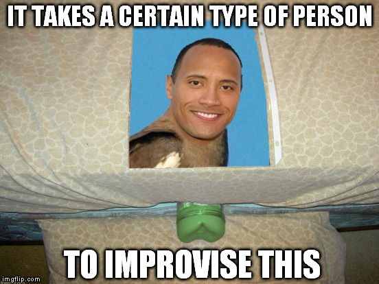 Meanwhile, at the average male liberal's house... | IT TAKES A CERTAIN TYPE OF PERSON; TO IMPROVISE THIS | image tagged in memes,the rock machine,internet crazies,liberal logic | made w/ Imgflip meme maker