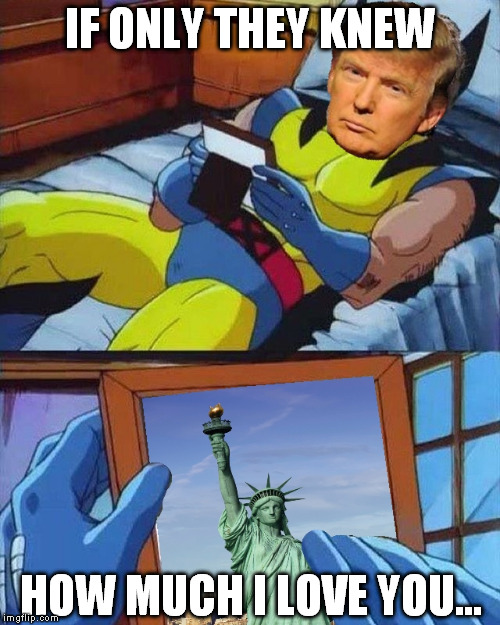 Got this idea from a hilarious GoT meme | IF ONLY THEY KNEW; HOW MUCH I LOVE YOU... | image tagged in trump loves liberty,memes,donald trump,statue of liberty,patriotism | made w/ Imgflip meme maker