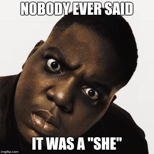 NOBODY EVER SAID IT WAS A "SHE" | made w/ Imgflip meme maker