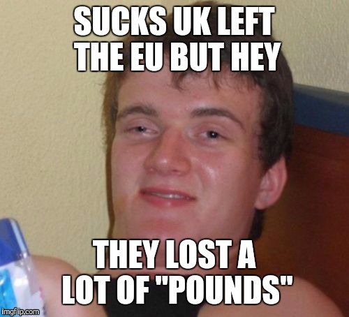 Brexit joke | SUCKS UK LEFT THE EU BUT HEY; THEY LOST A LOT OF "POUNDS" | image tagged in memes,10 guy,eu,uk,brexit | made w/ Imgflip meme maker