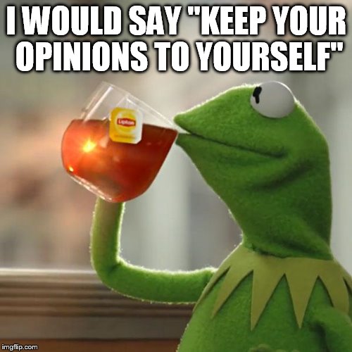 But That's None Of My Business Meme | I WOULD SAY "KEEP YOUR OPINIONS TO YOURSELF" | image tagged in memes,but thats none of my business,kermit the frog | made w/ Imgflip meme maker