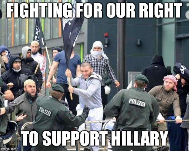 FIGHTING FOR OUR RIGHT TO SUPPORT HILLARY | made w/ Imgflip meme maker