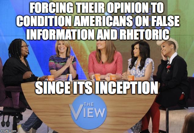 The View | FORCING THEIR OPINION TO CONDITION AMERICANS ON FALSE INFORMATION AND RHETORIC; SINCE ITS INCEPTION | image tagged in the view | made w/ Imgflip meme maker