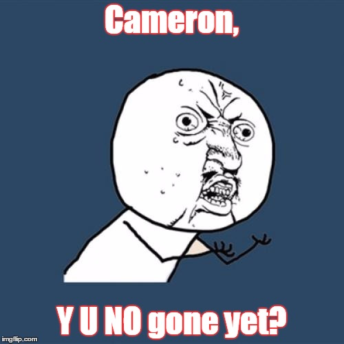 Y U No Meme | Cameron, Y U NO gone yet? | image tagged in memes,y u no | made w/ Imgflip meme maker