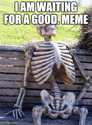 I AM WAITING FOR A GOOD. MEME | image tagged in memes,waiting skeleton | made w/ Imgflip meme maker