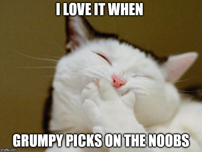 I LOVE IT WHEN GRUMPY PICKS ON THE NOOBS | made w/ Imgflip meme maker